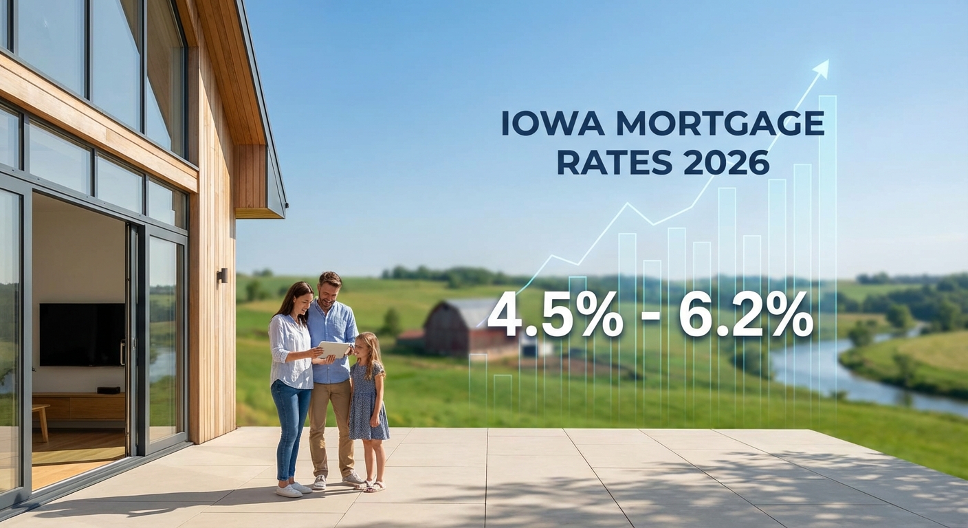 Create a professional hero image for: What Mortgage Rates Can Iowa Homebuyers Expect in 2026?. Conte