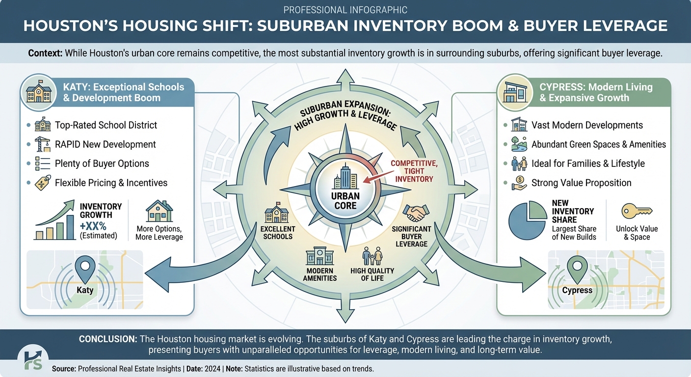 Create a professional infographic about this content. Context: While the urban core of Houston remai