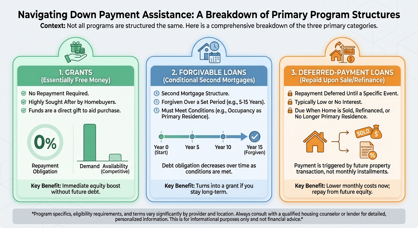 Key Types of Down Payment Assistance: Grants, Forgivable Loans, and Second Liens