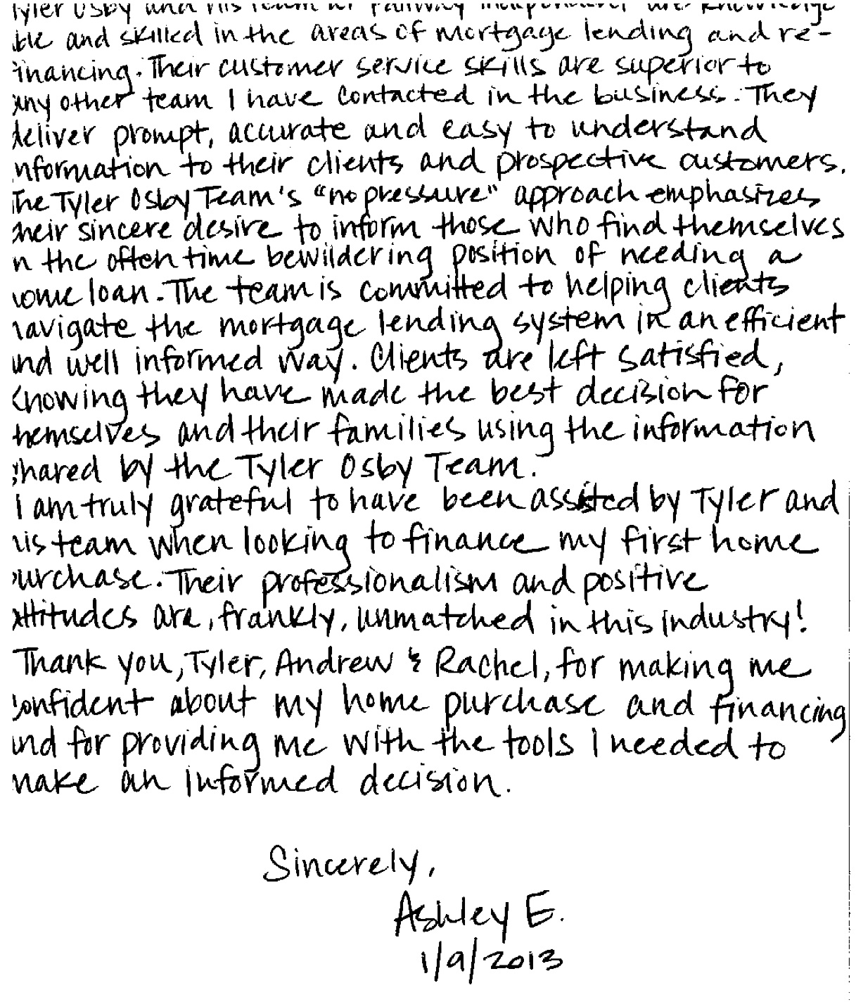 Ashley's thank you note