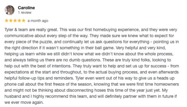 Caroline - First Time Homebuyer Review